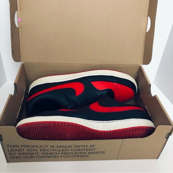 Nike - Court Vision Low Men's Black and Red Sustainable Sneakers - Size 12 - Picture 13 of 15